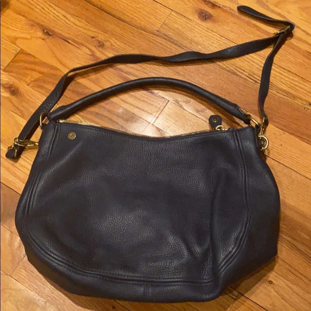 J Crew Dark / French Blue Leather Handbag/ Purse